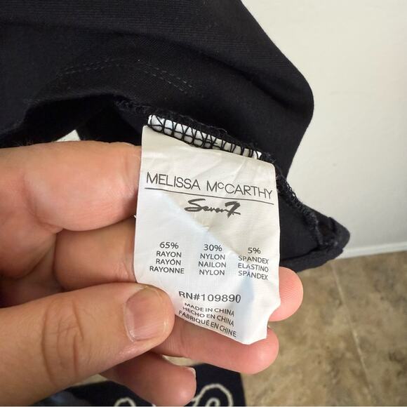 Melissa McCarthy Seven 7 Black Rhinestones Embellished Peplum Top Blouse 2X - Picture 12 of 13